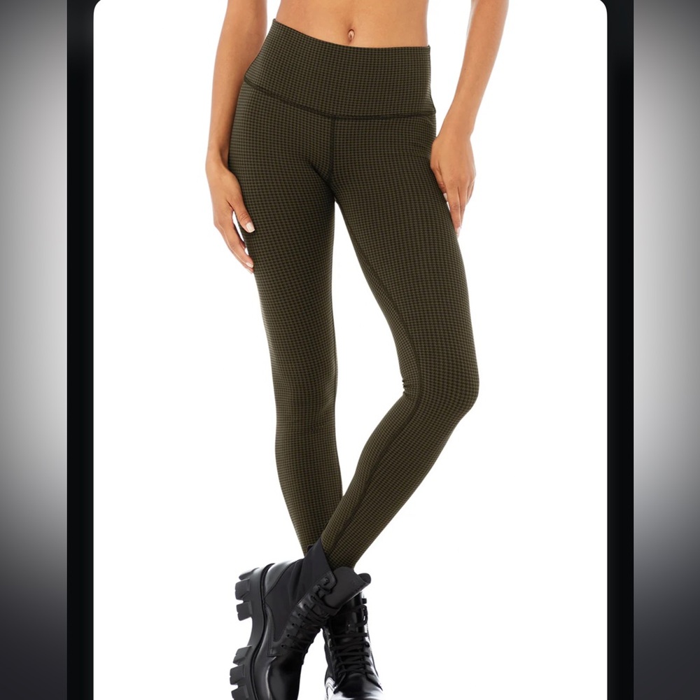 ALO Yoga Black and olive houndstooth Leggings